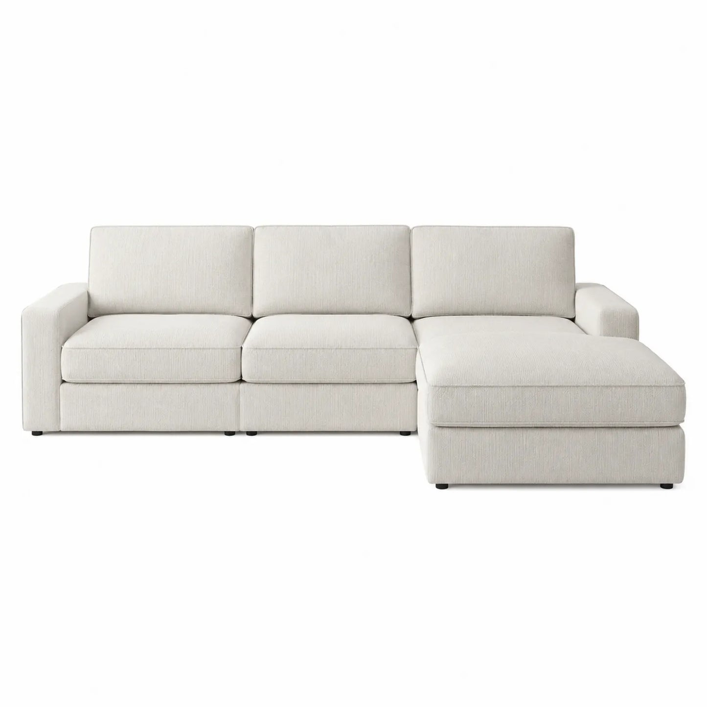 Sofa narożna rozkładana tkanina kremowa 280x85x160 cm