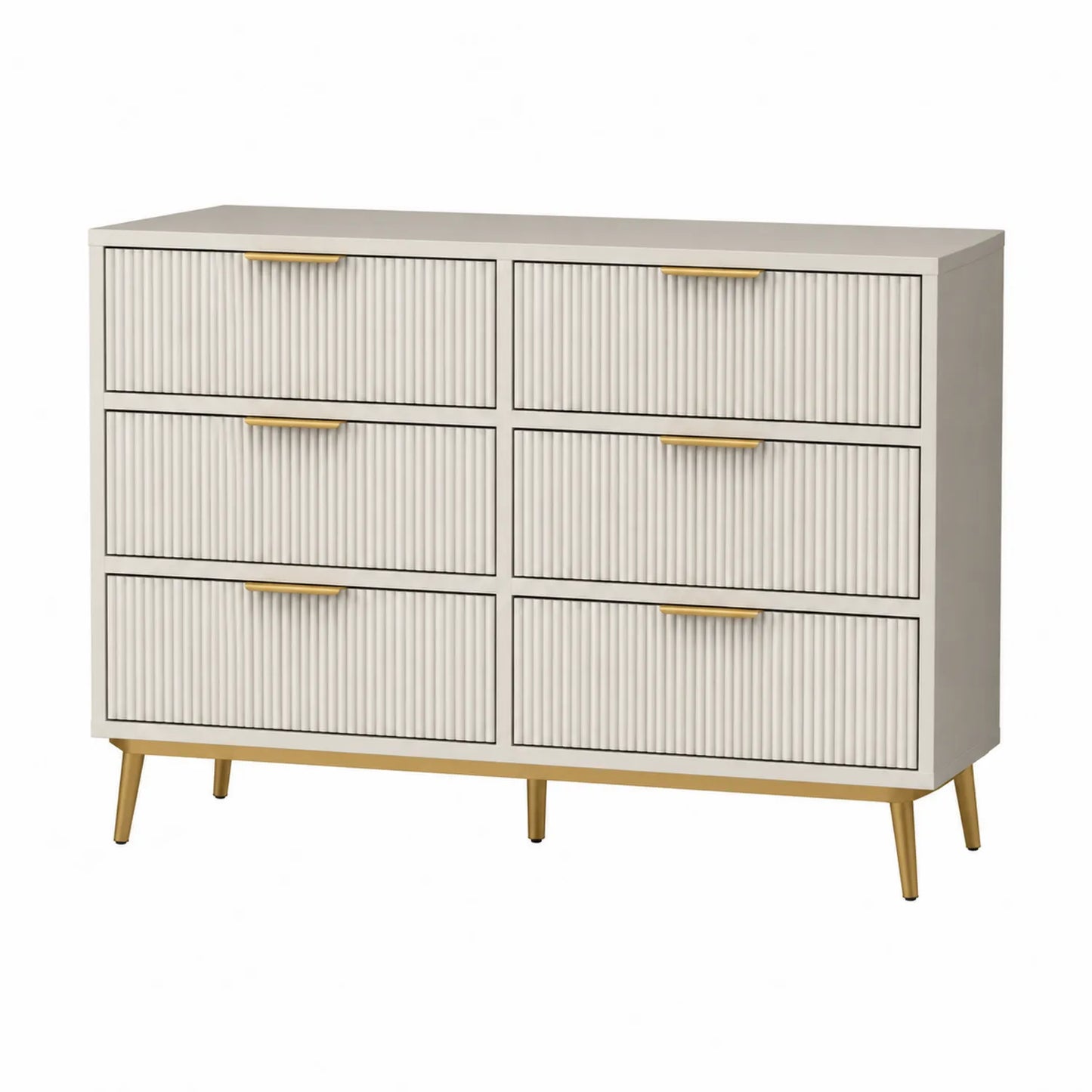 Komoda sześcioszufladowa z MDF biało-złota 120x40x85cm