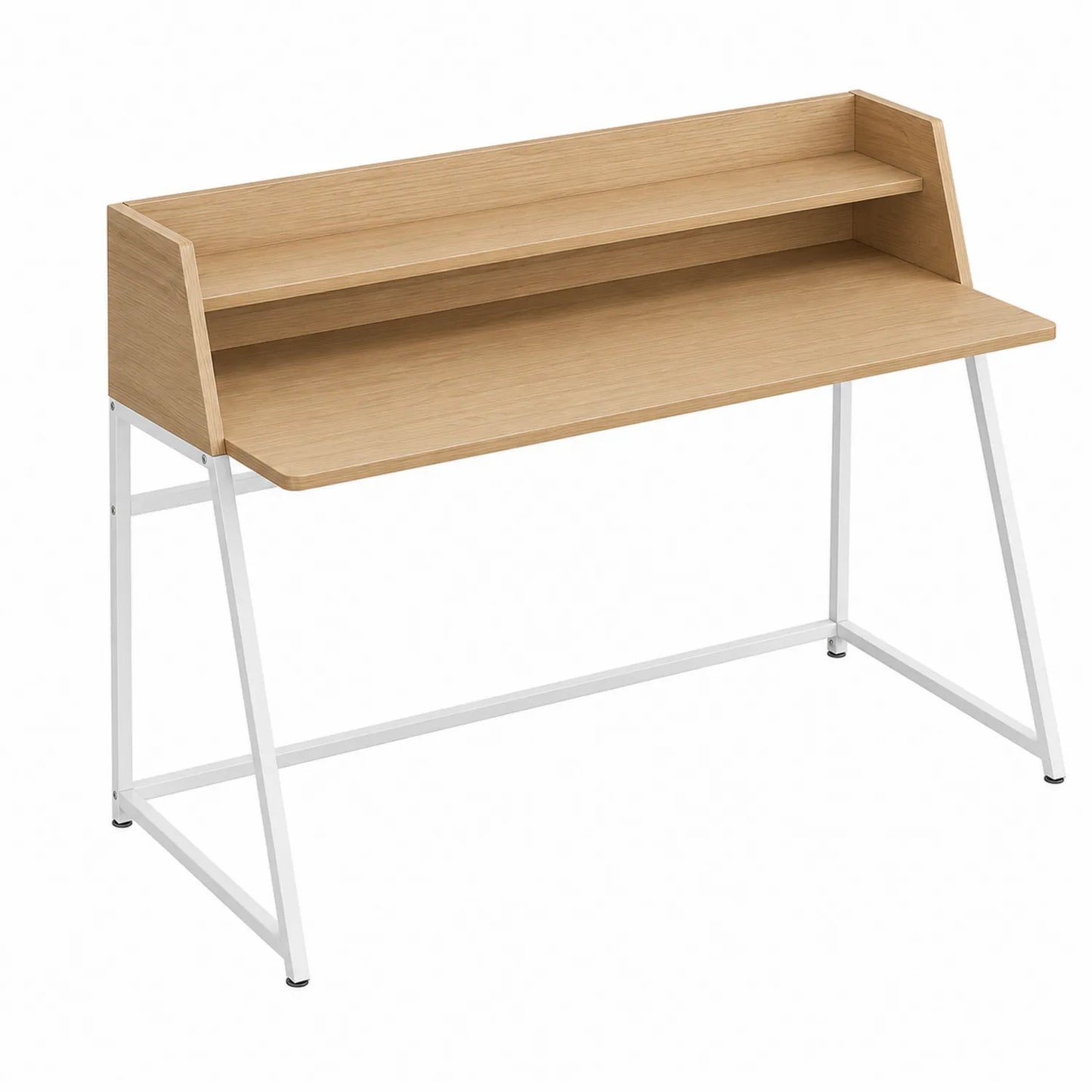 Biurko drewniane z półką i metalową ramą 120cm