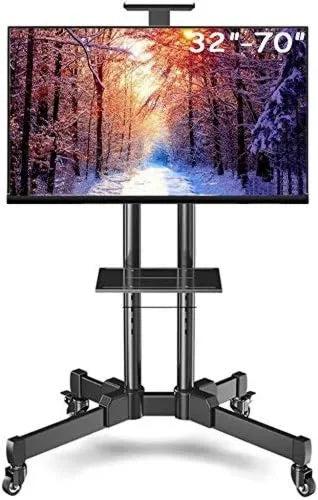 IATUPKE, 32 'Szafka TV, koła ruchome, OLED, LCD ekran, czarny, LCD / LED 32' - 70 'uchwyt na telewizor r, Uchwyt na TV komórkową z obudową TV
