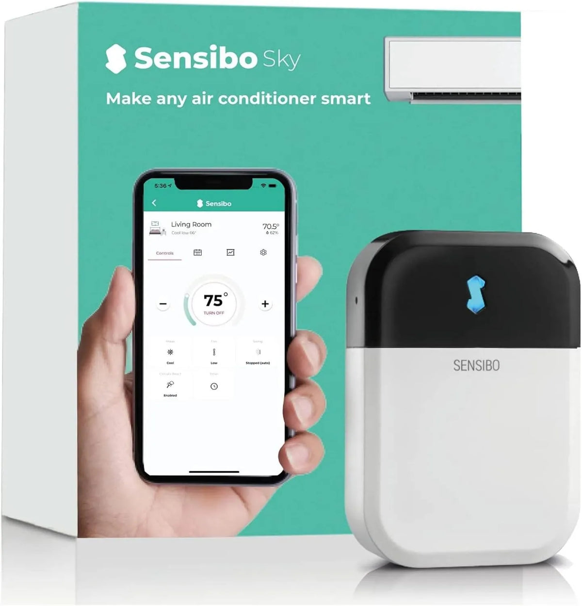 Sensibo, Sterownik WiFi Sky do klimatyzacji, aplikacji, termostatu, asystenta Google, Alexy i Siri, Sky - bezprzewodowy kontroler Smart Controller
