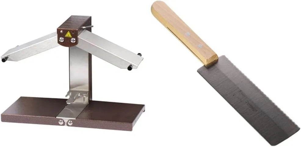 Bron Coucke 202.070 Zestaw do Raclette, 21.5 cm, 30 x 44.5 x 21.5 cm, Srebrny/Brązowy, 30 x 44.5 x 21.5 cm & Casselin CCR nóż do raclette