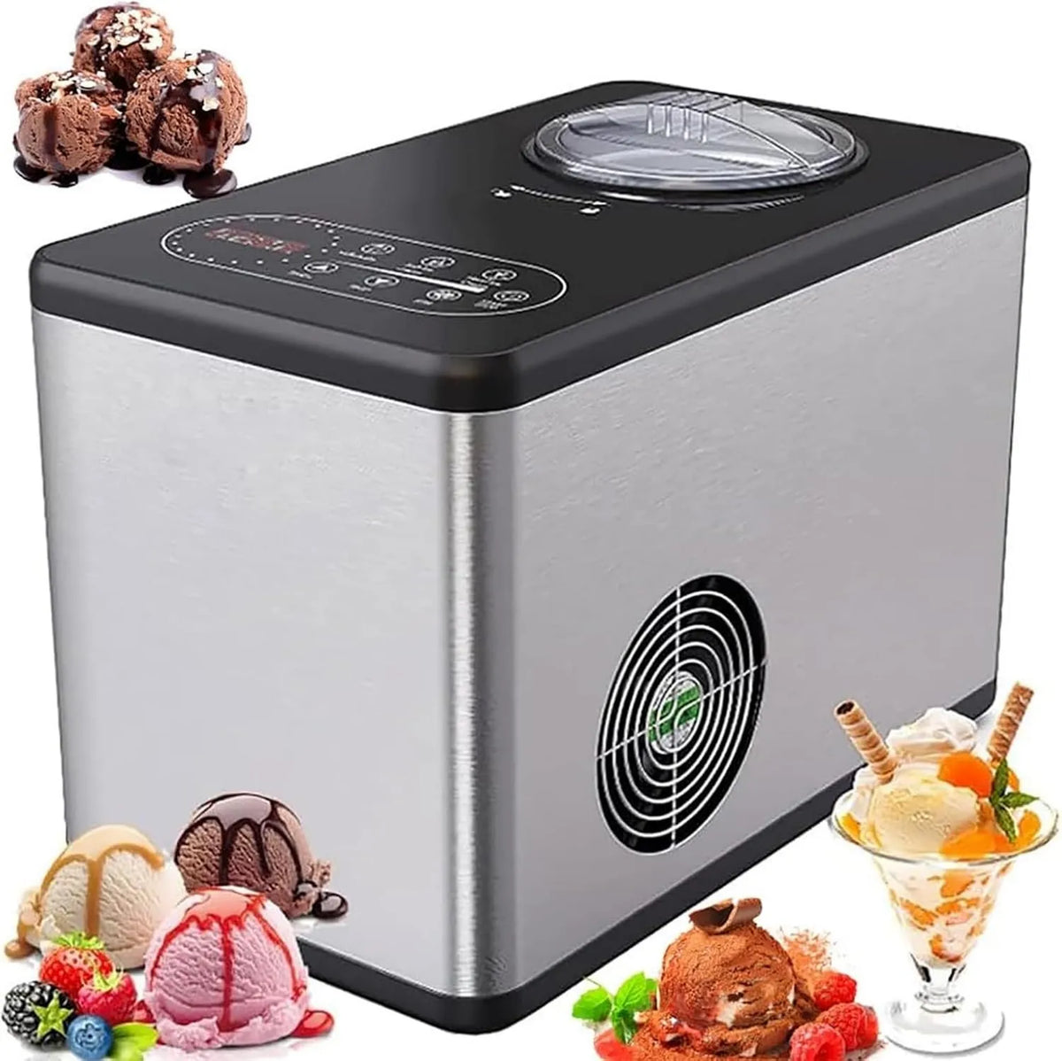 TsoLay, do kawy, stali nierdzewnej, do użytku domowego i pastewnego, Automatyczny Sorbet 1.5 l, 140 W, z ekranem LCD i 3 tryby