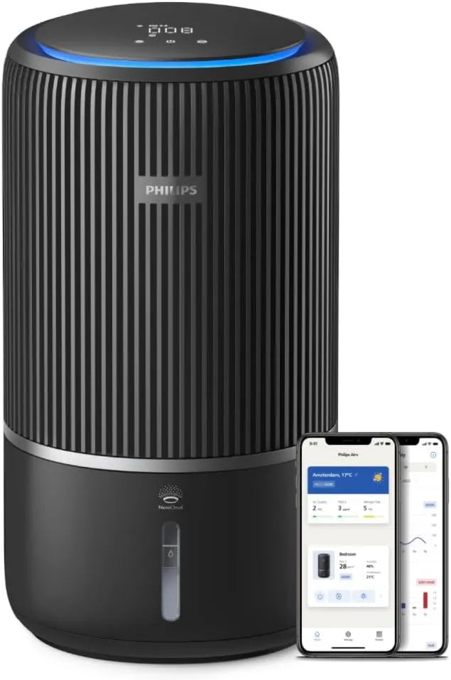 PHILIPS oczyszczacz powietrza, CADR 300 2-in-1, 300 m3 / h, płyta IPS, czarny, Auto nawilżenie do 650 ml / h, Air + App 2-en-1 AC3421/13, do 78 m²