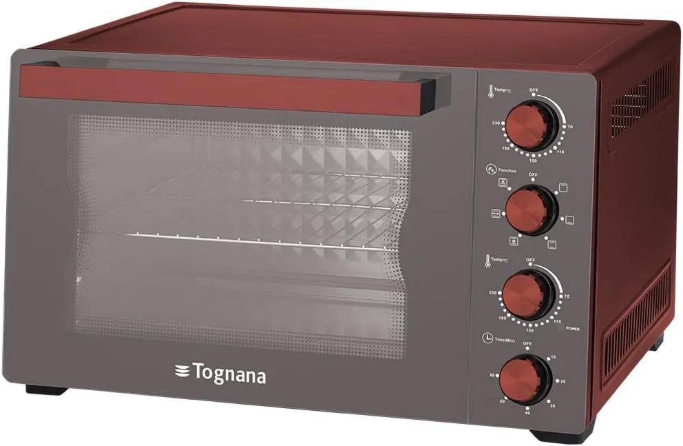 Tognana mini piekarnik, Piec elektryczny, 45 l, czerwony, Iridea, szkło aluminiowe