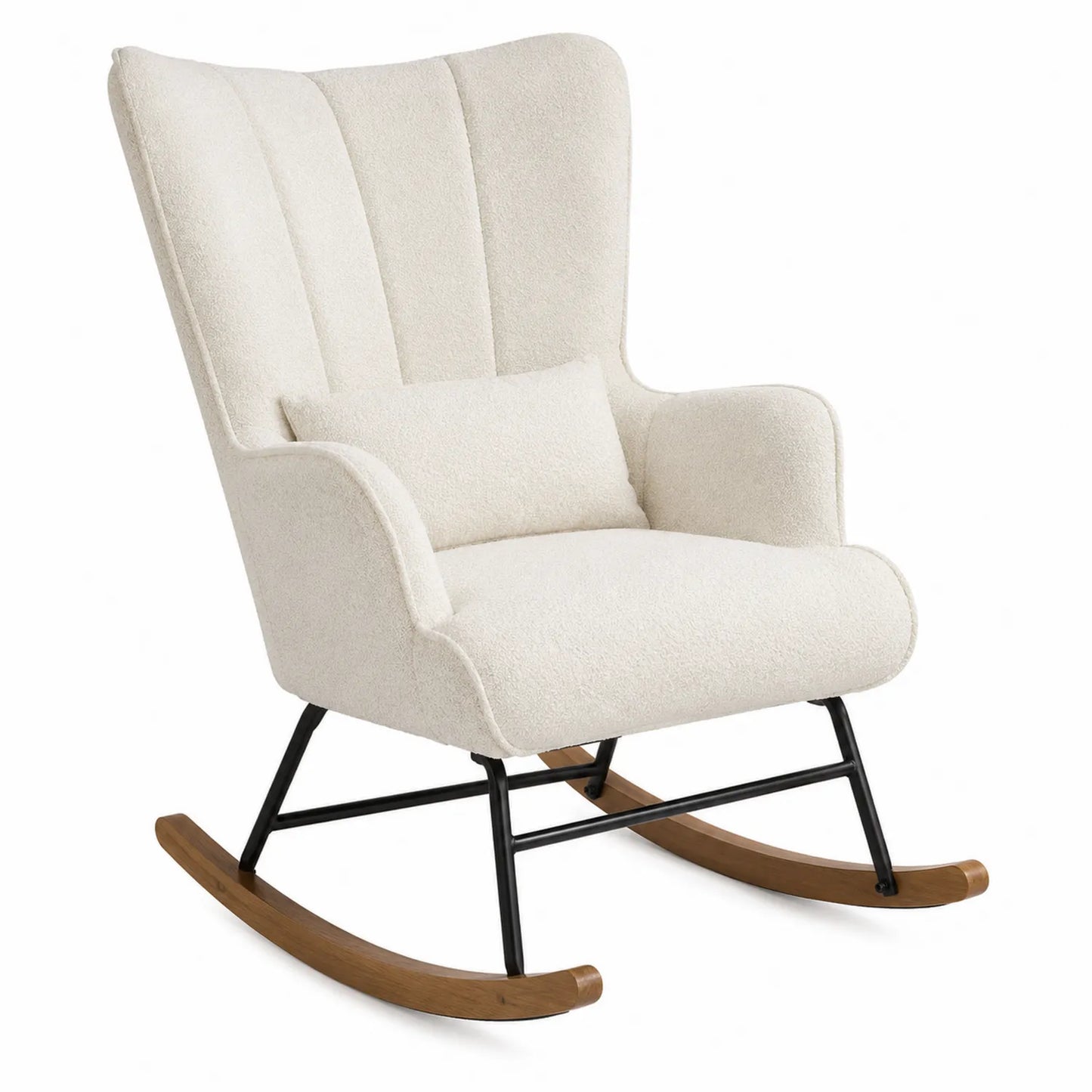 Fotel bujany bouclé kremowy 97x70x95 cm