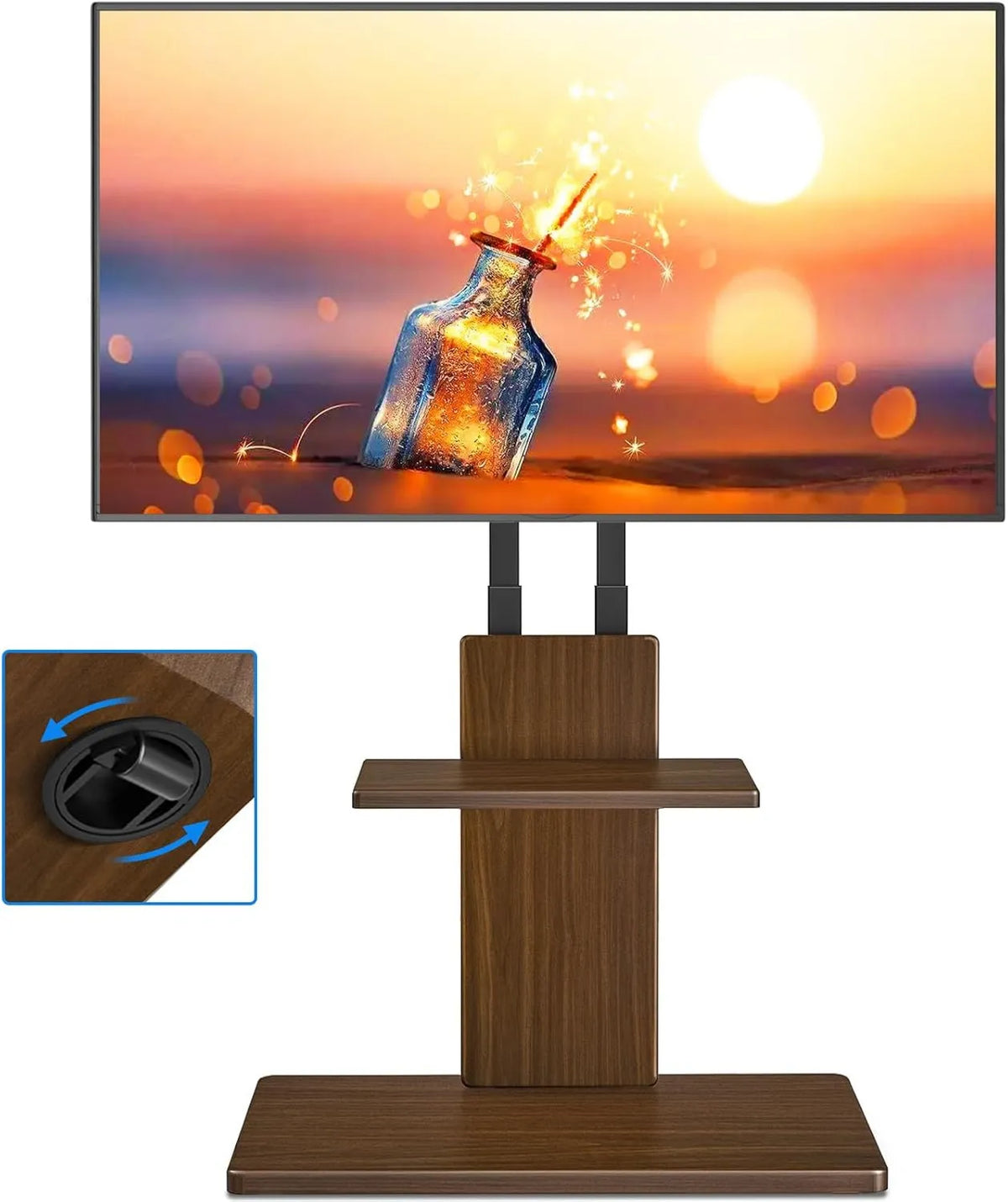 TVON, Szafka TV, 70 cali, 400x400 mm, koła poruszające się, stojak TV na piechotę, regulowana wysokość przegubu, regulowana półka drewniana, przestrzeń
