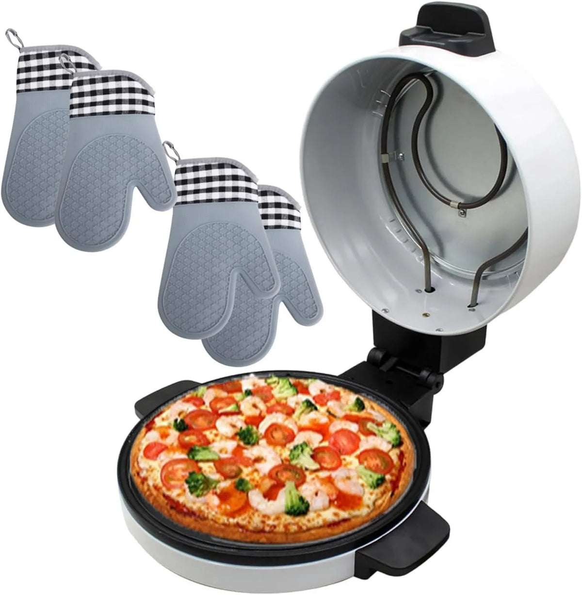 forplubossmmp piec do pizzy, Piec elektryczny do pizzy, 11, 8 cala, powłoka nieprzylepna, czerwony