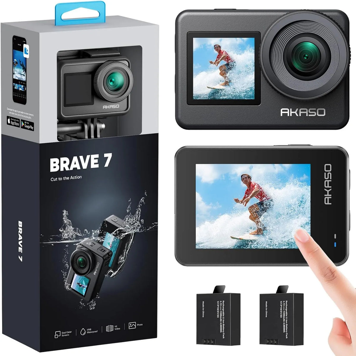 IPX8 FPS 20 rower, sterowanie dotykowe, AKASO Brave 7 Action Cam 4K 30 MP, stabilizowana kamera do nurkowania, wodoodporna kamera głosowa