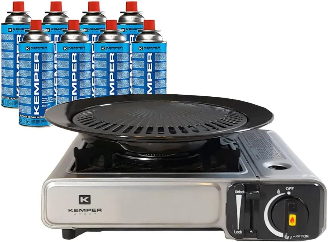 Kemper kuchenka turystyczna, Płyta gazowa, 2200 W, dotyk, grill, kemping, piec gazowy