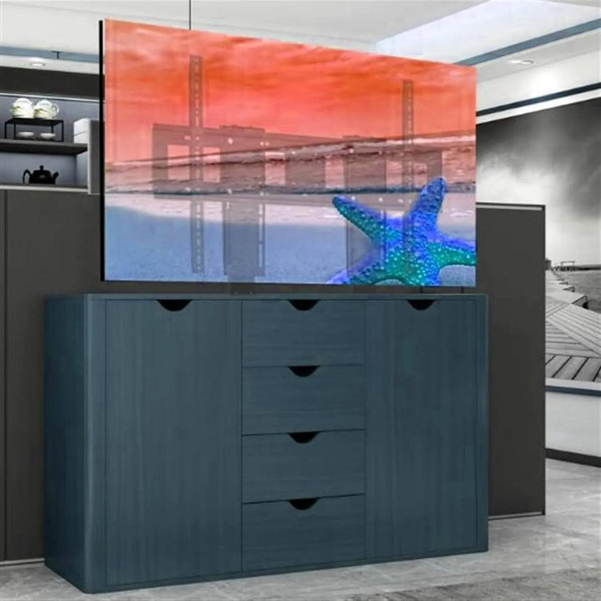 QICBYING, 55-100 calowa szafka TV, 100 cali, z pilotem i sterowaniem pamięcią, TV Podłoga Mount - Mount TV zmotoryzowanej, TV Winda Mount, Łatwy w obsłudze 55-100inch