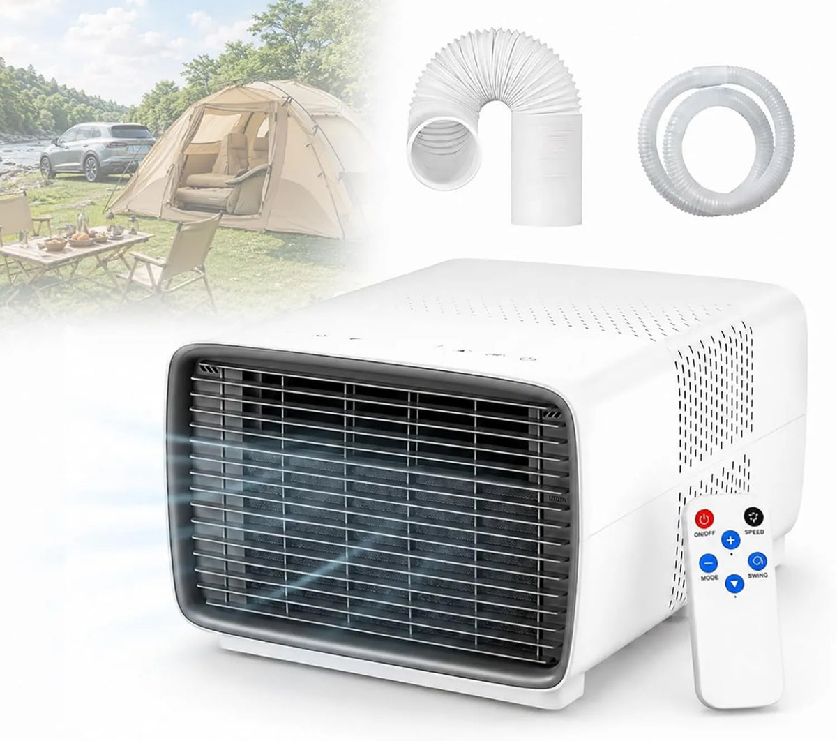 HCAUYNN klimatyzator przenośny, Klimatyzator 1- 12H, 400 × 300 × 255 mm, 900 W, 45 dB, licznik czasu, chłodziarka 900 W, zdalna kontrola, Mini Room, Studio i recepcja klimatyzator 1-12H
