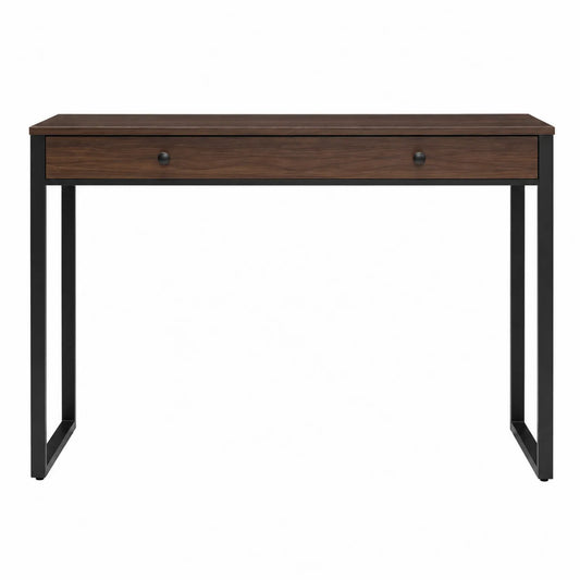 Biurko prostokątne z płyty MDF i metalu ciemny brąz 120x40x75 cm