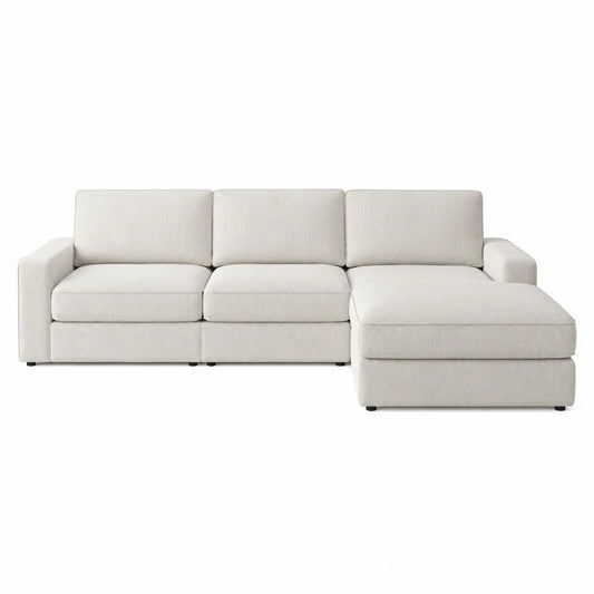 Sofa narożna rozkładana tkanina kremowa 280x85x160 cm