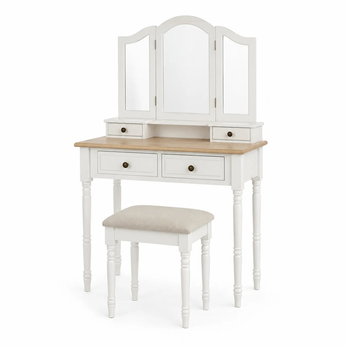 Toaletka drewniana z lustrem i stołkiem
