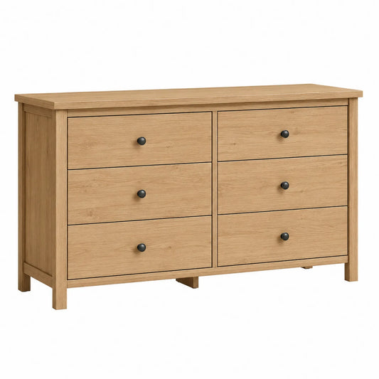 Komoda z 6 szufladami z MDF, dąb