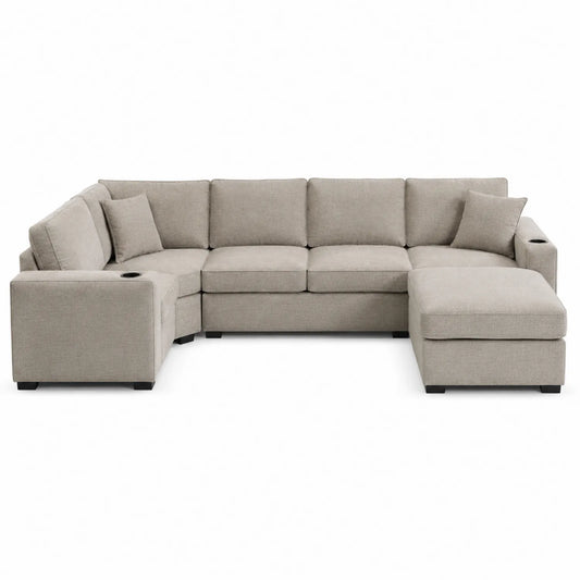 Narożna sofa tapicerowana, szara, 290x220x85 cm
