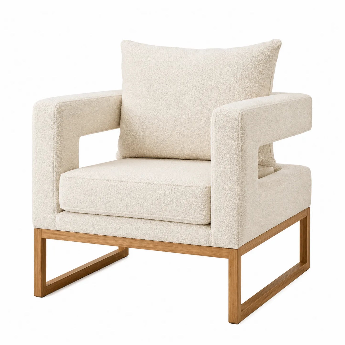 Fotel tapicerowany z Boucle, kremowy, 90x85x75 cm