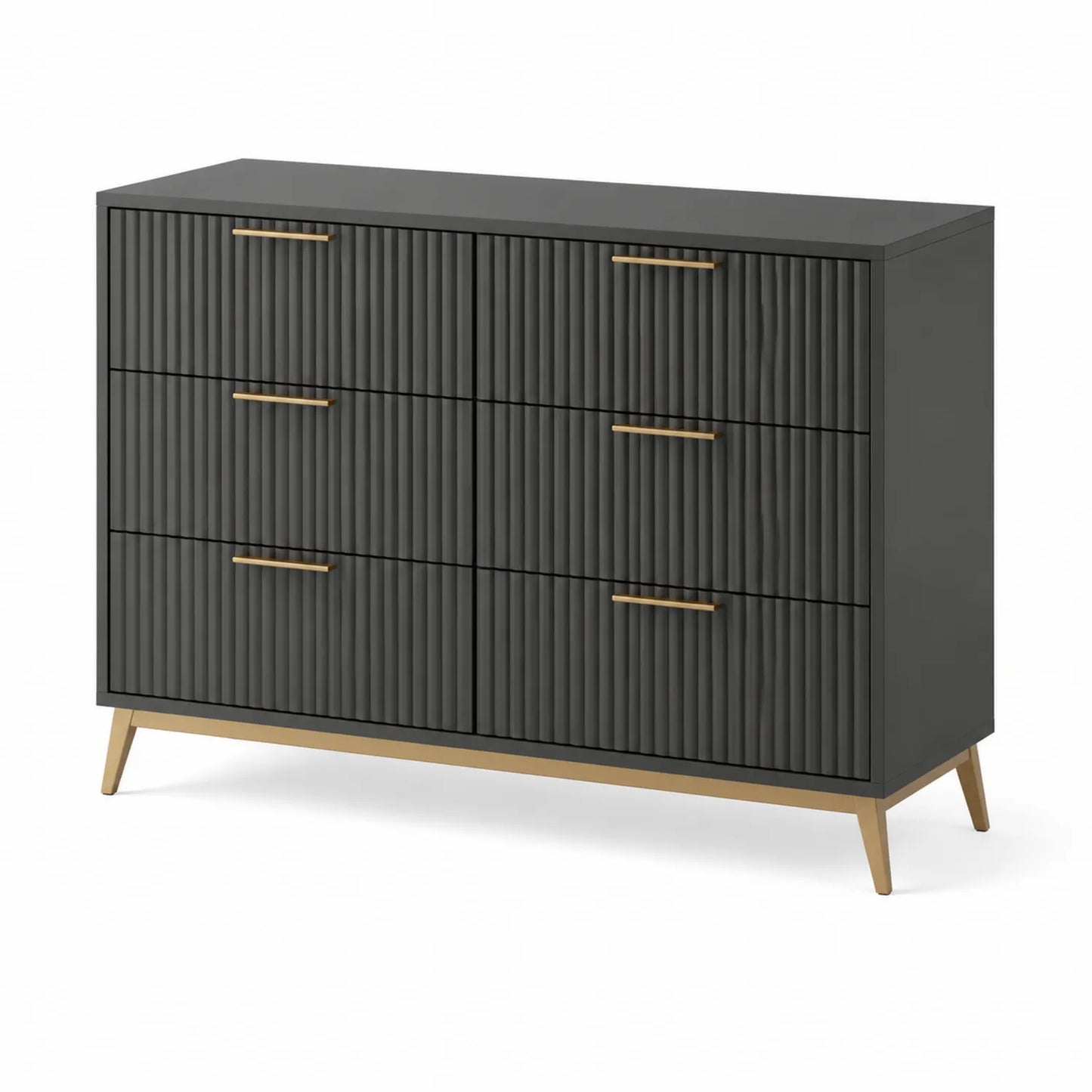 Komoda z szufladami czarna z metalowymi nóżkami 120x40x80 cm