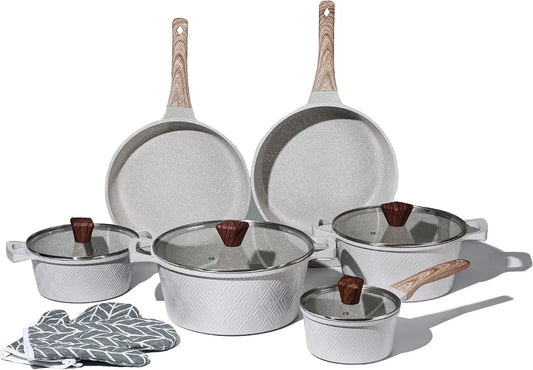 Royal Swiss, Bateria, bateria z patelni i patelni, para, powłoka nienakładająca, 12 sztuk, aluminium, szkło, do indukcji
