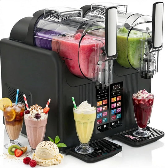 FJYAWEN, Produkt podwójny zbiornik, Granita i Molle Ice maszyna 2 w 1, Czarny, 7 wstępnie zdefiniowane programy, Mrożone Scratch & Koktajle, Z Autoczyszczenie