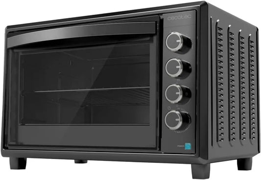 Cecotec mini piekarnik, Piec elektryczny, 60 l, 2200 W, 12 programów, 2 strefy temperatur, czarny, temperatura do 230o, Cztery konwekcja tabeli 60