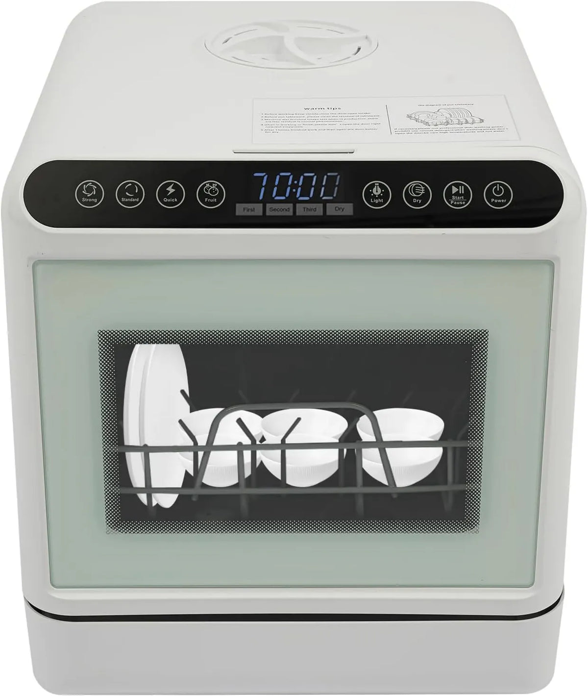 Zmywarka, 22 cm, 1100 W, Zmywarka stołowa ze zbiornikiem na wodę 6 l, mini zmywarka do naczyń z przyłączem wody i bez, maks. rozmiar płyty 22 cm