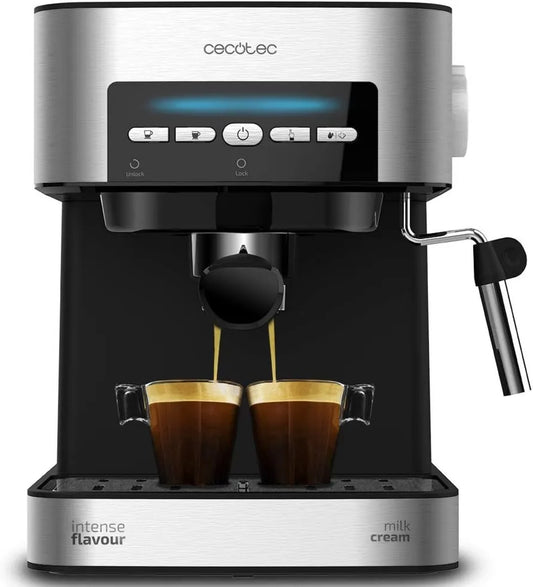 Cecotec, 1, 5 l, Expresso moc Espresso 20 Kawa Maszyna ciśnienia Matic., Podwójne Biustonosze Wyjście, 20bar dysza parowa, 850 W, Cyfrowe zdalne sterowanie 20bars