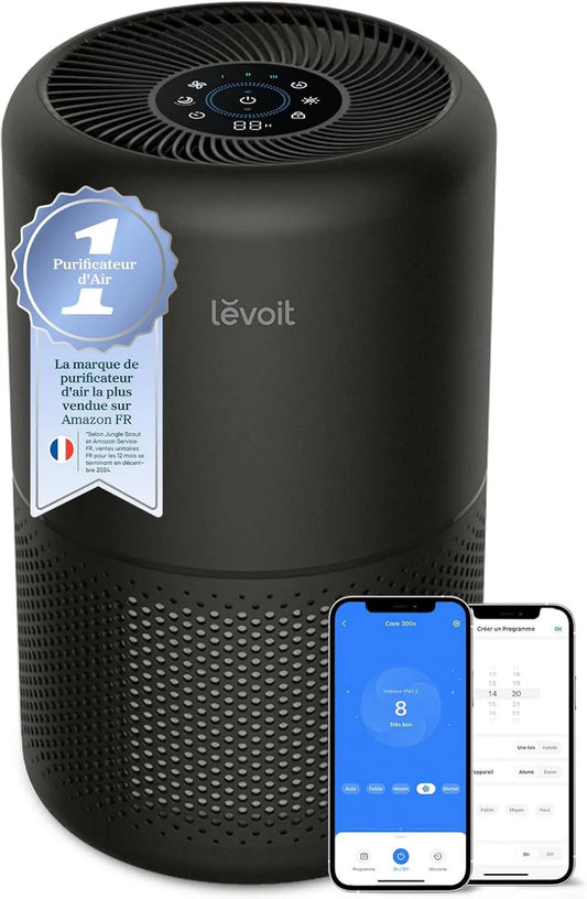 Levoit oczyszczacz powietrza, Oczyszczarka powietrza, 240 m3 / h, 22 dB, Levoye Core300S, Silent, czarny, Filtr HEPA przeciwko alergii Pollen, App sterowanie