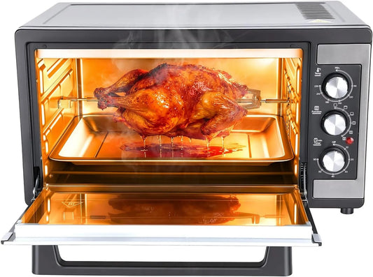 euppaury mini piekarnik, Piec elektryczny 9- in-1, 46 l, 500 W, stal nierdzewna, 6 akcesoriów, 9- in-1 licznik piekarnik z funkcji Chrupiące Piec, odwodnienie i 9-en-1