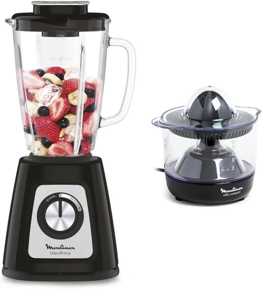 Moulinex blender kielichowy, LM430810 PC120870 Blender, 1, 75 l, 800 W, czarny, Miska szklana 1, Pojemność, 0, 45 l