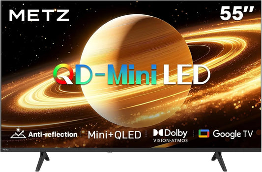 DVB-T T2 telewizor Smart TV, 55 cali, 139 cm, łączność Bluetooth, Metz Mini QLED TV 55 cali
