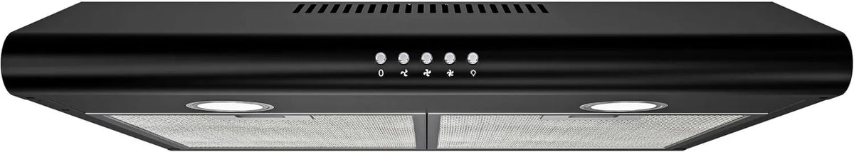 FIREGAS okap kuchenny, Osłona próżniowa, 60 cm, 250m3 / h, ewakuacja i recykling, oświetlenie LED, 3 prędkości, czarny, osłona zakrycia m3/h