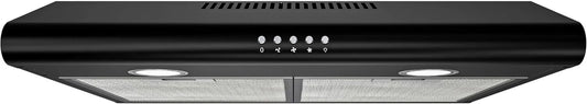 FIREGAS okap kuchenny, Osłona próżniowa, 60 cm, 250m3 / h, ewakuacja i recykling, oświetlenie LED, 3 prędkości, czarny, osłona zakrycia m3/h