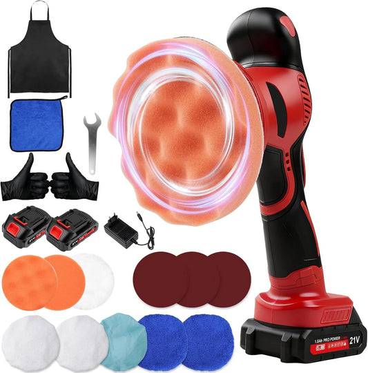 YUMILI, 1500 mAh Polerowanie, Waxing, do lakierowania samochodu, 150 mm Lustrous Polerowanie samochodu, 8 prędkości Zmienna Polerowanie Orbital z 2x21 V