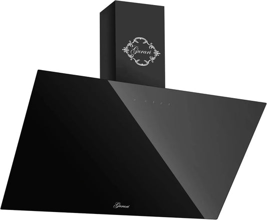 Gurari okap kuchenny, 90 cm, 1000 m3 / h, 3 prędkości, montaż ścienny, dotyk, zegar, czarny, kontrola ClearTouch, 286, LED m3/h