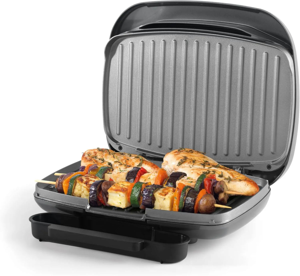 Petra grill elektryczny, PT4366MBLKVDE nie jest wymagany olej, Grill zdrowotny- Smartstone Non- stick płyta, do automatycznej kontroli temperatury, taca odzyskiwania
