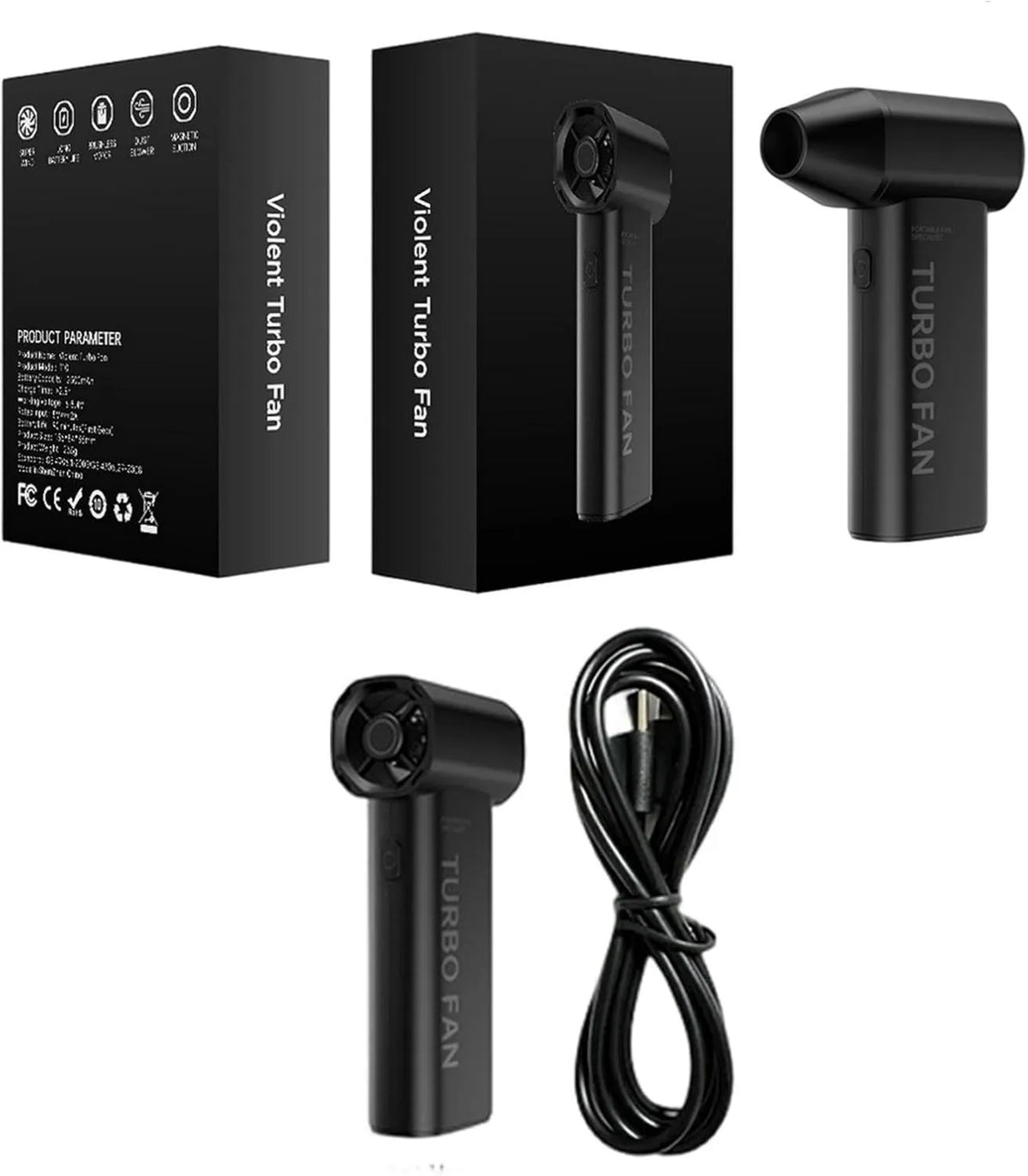 Générique, Wentylator, 15 cm, plener, USB, kemping, czarny