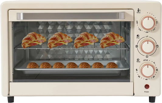 Piec do pizzy, 1000 W, timer, funkcja grilla, Mini piekarnik 22 l, piekarnik elektryczny z 4 rurami grzewczymi, piec do pizzy i grill z okienkiem