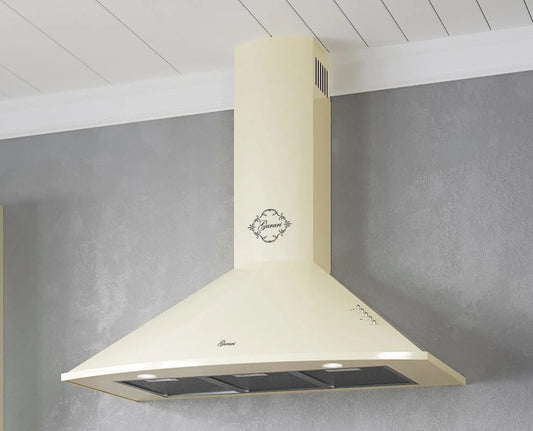 Gurari okap kuchenny, Okap próżniowy, 90 cm, 1000 m3 / h, instalacja ścienna, Okap ścienny GCH C 046 BG 9, krem, bardzo chłonny, recyrkulacja lub m3/h