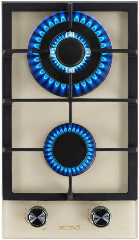 BELDEKO płyta grzewcza, Płyta gazowa, 2 pola grzewcze, 5200 W, piec gazowy, Gaz piekarnik 2 Lights 5200 W Beżge - śmietana - francuska marka