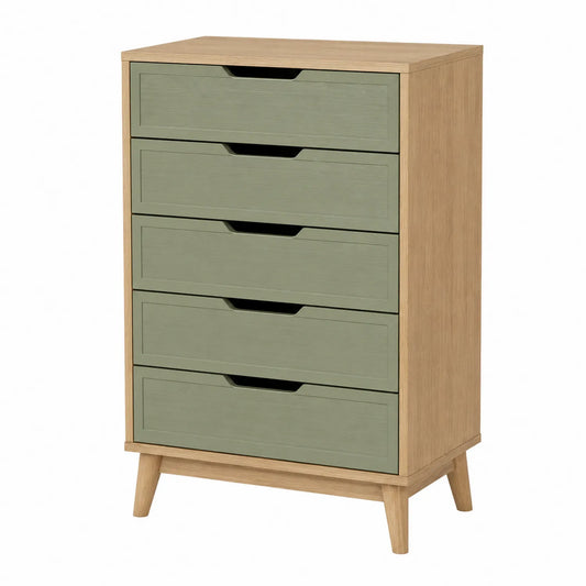 Komoda drewniana z 5 szufladami Zielona