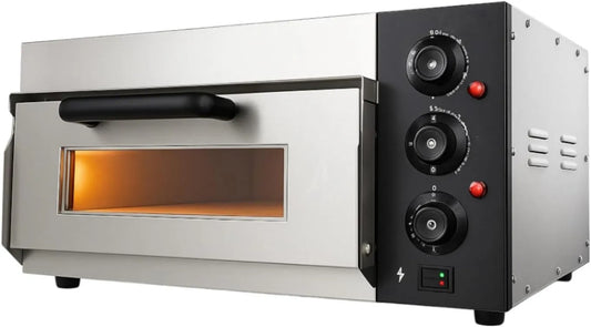 Générique piec do pizzy, Elektryczny, 40 cm, 2000 W, 2 strefy temperaturowe, stal nierdzewna, Kamień ogniotrwały, Temperatura 350°C