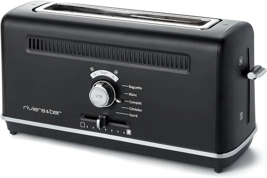 Riviera & Bar, Grzejnik elektryczny, 26 cm, 1010 W, 5 programów, grill, stal nierdzewna, czarny, riwiera i bar Expert Panel, Extra- Long Slot 26 cm