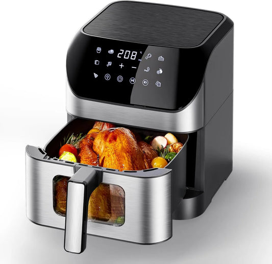 Oyajia frytkownica beztłuszczowa, 6 l, 10 programów, grill, czarny, grill bez smaru, grill rotacyjny