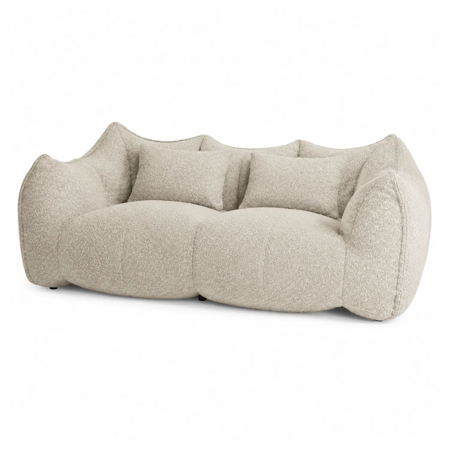 Sofa trzyosobowa z tkaniny boucle beżowa