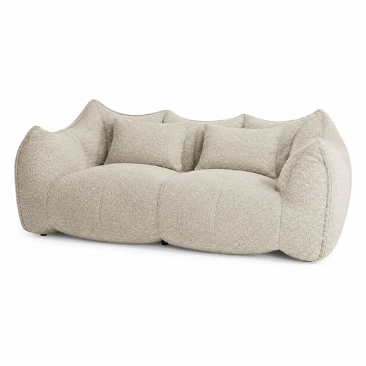 Sofa trzyosobowa z tkaniny boucle beżowa