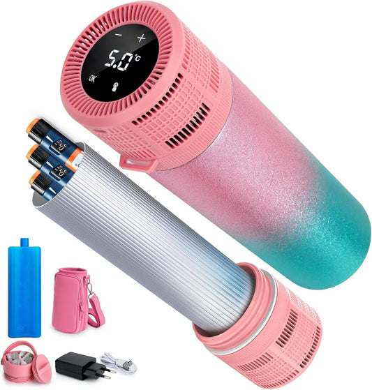 SUNMON, Elektryczna chłodnica, 2 do 8°C, USB, 2 strefy temperatur, transport insuliny i leków, mini przenośna lodówka, Regulowana temperatura