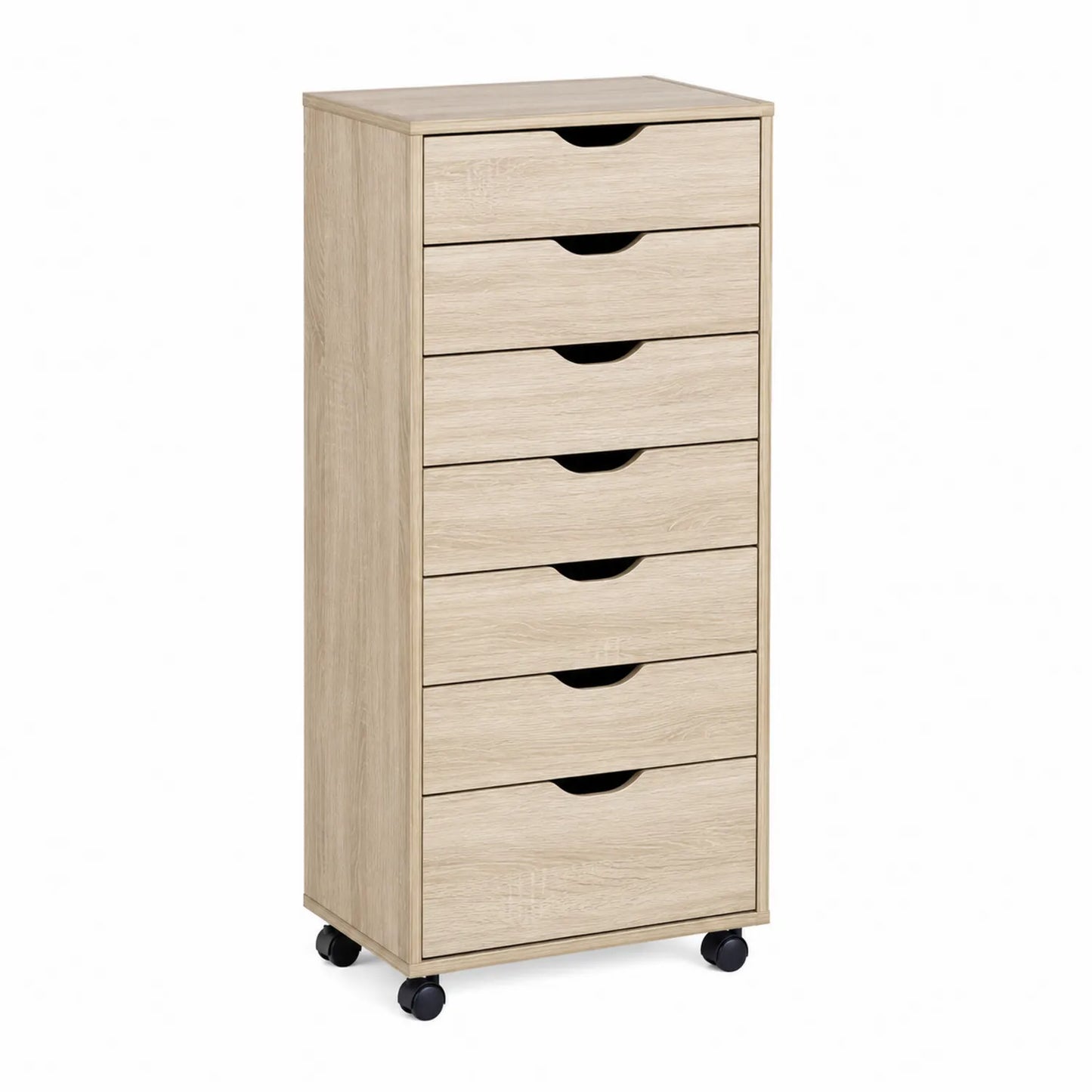 Szafka z szufladami MDF na kółkach Beżowa 7 szuflad 120x50x40 cm