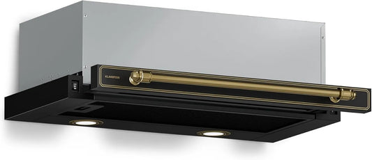 KLARSTEIN okap kuchenny, 60 cm, 358m3 / h, klasa energetyczna A, tłumik, czarny, 2 filtry węglowe, LED, tłumik m3/h